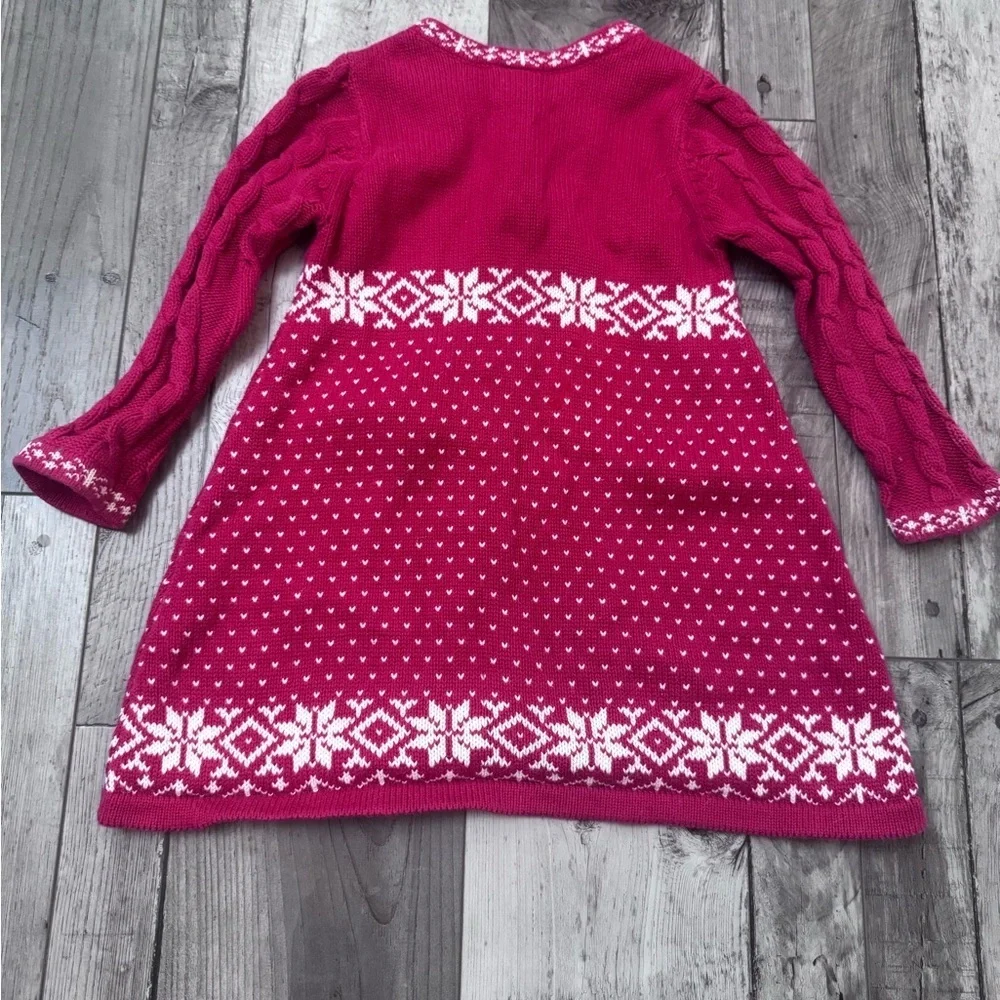 Hanna Andersson Toddler Christmas Sweater Dress Red Snowflakes 90/3